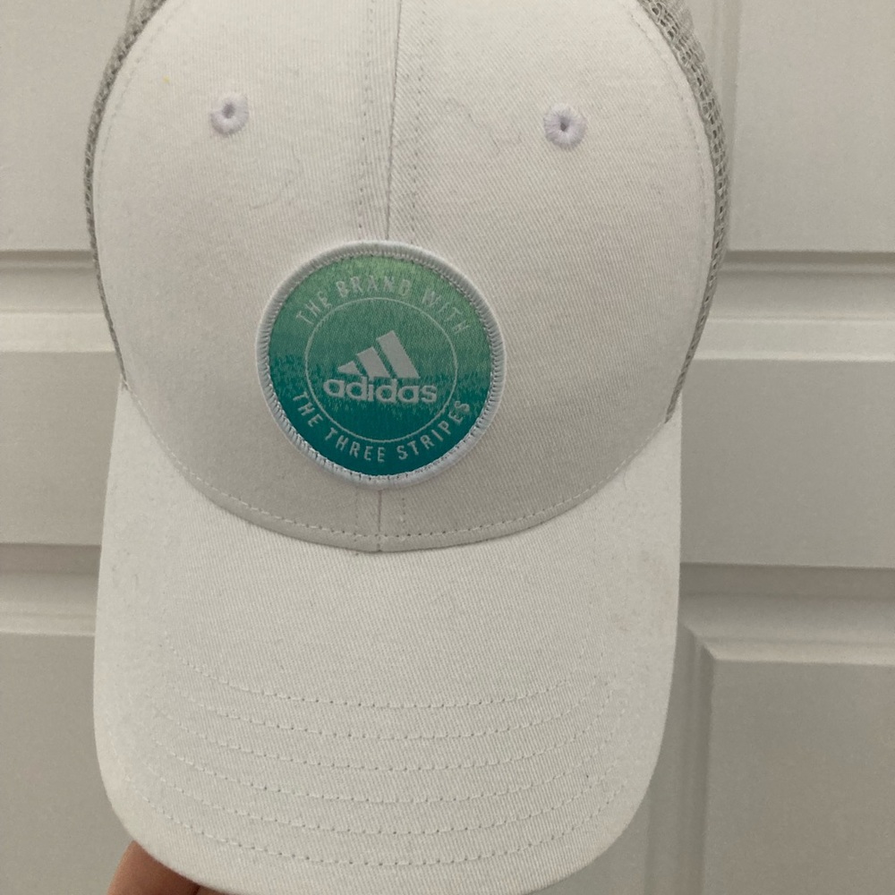 Adidas White Cap with Teal Logo